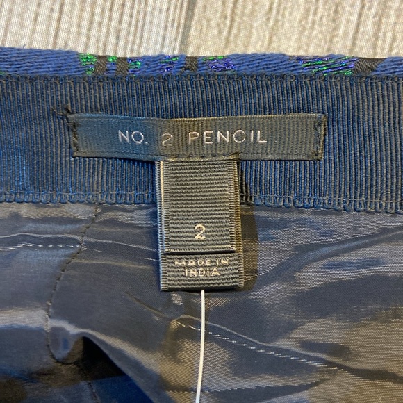 NWT J. Crew Women's‎ # 2 Pencil Skirt Jaquard Floral Size 2 Blue Sparkle C9156 - Picture 5 of 9